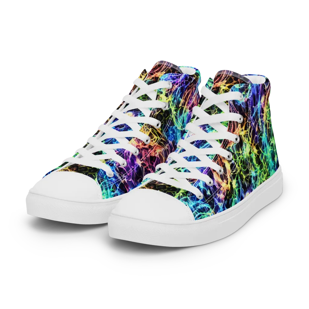 Kaleidoscope Storm on Women's High Top Canvas Shoes — Left Front