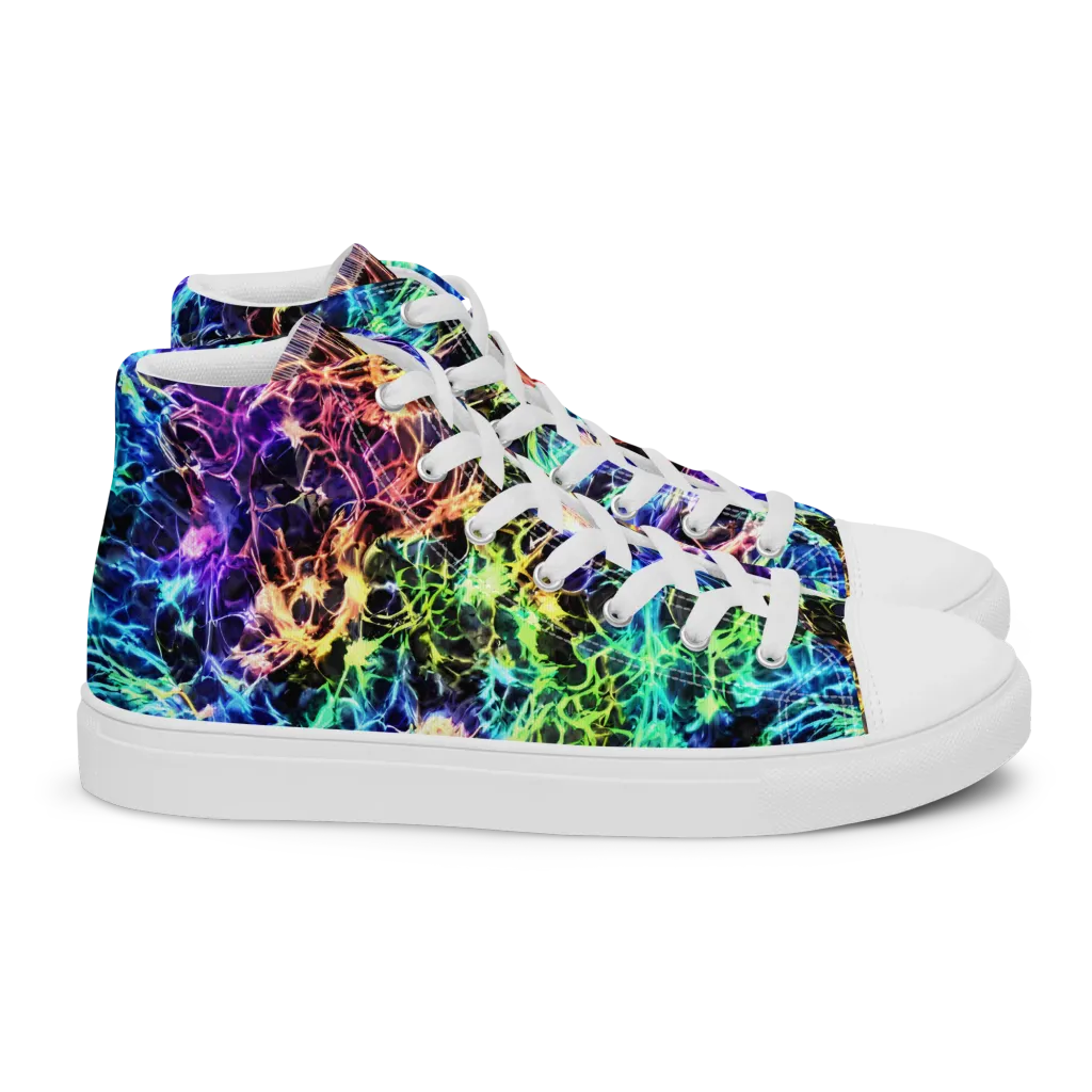 Kaleidoscope Storm on Women's High Top Canvas Shoes — Right