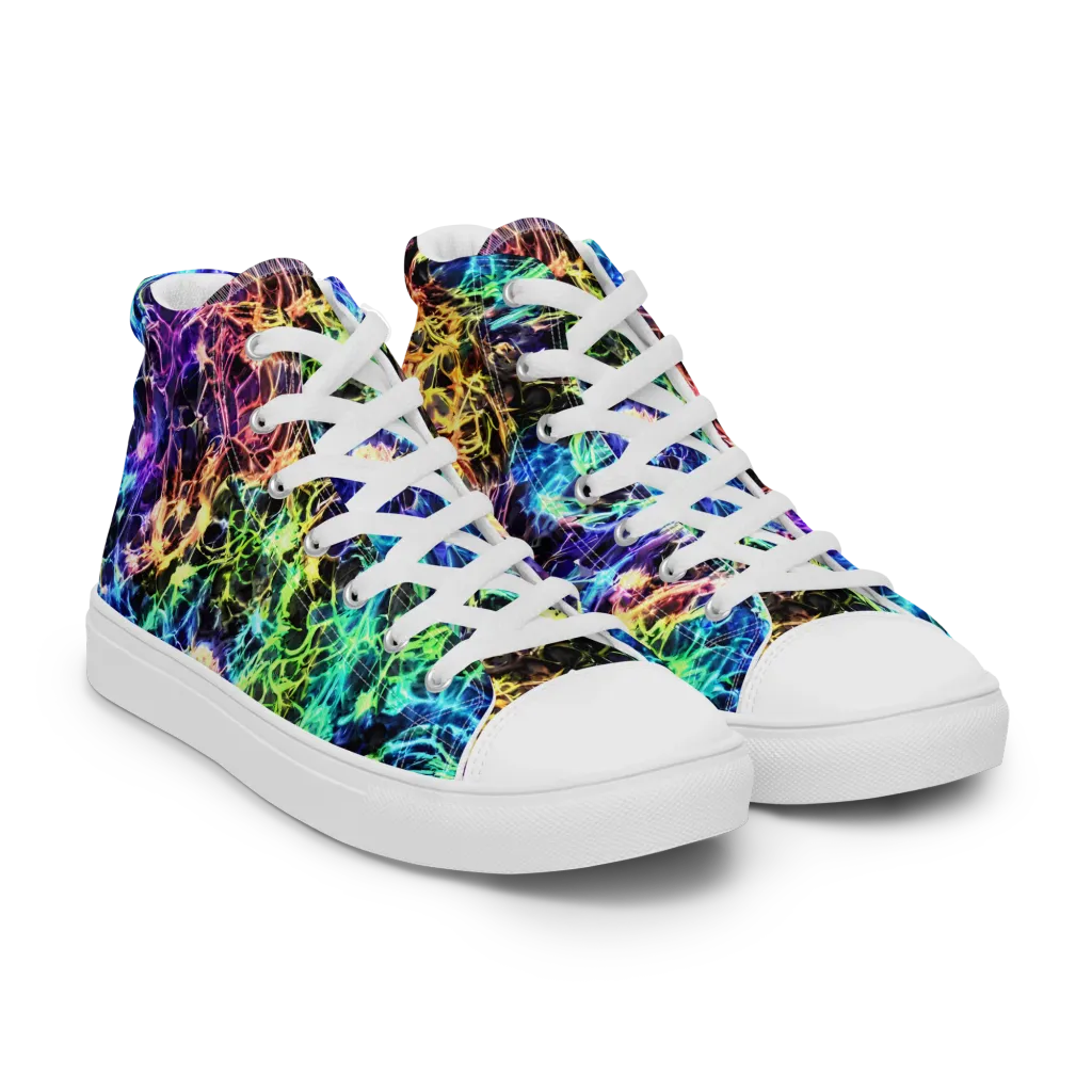Kaleidoscope Storm on Women's High Top Canvas Shoes — Right Front