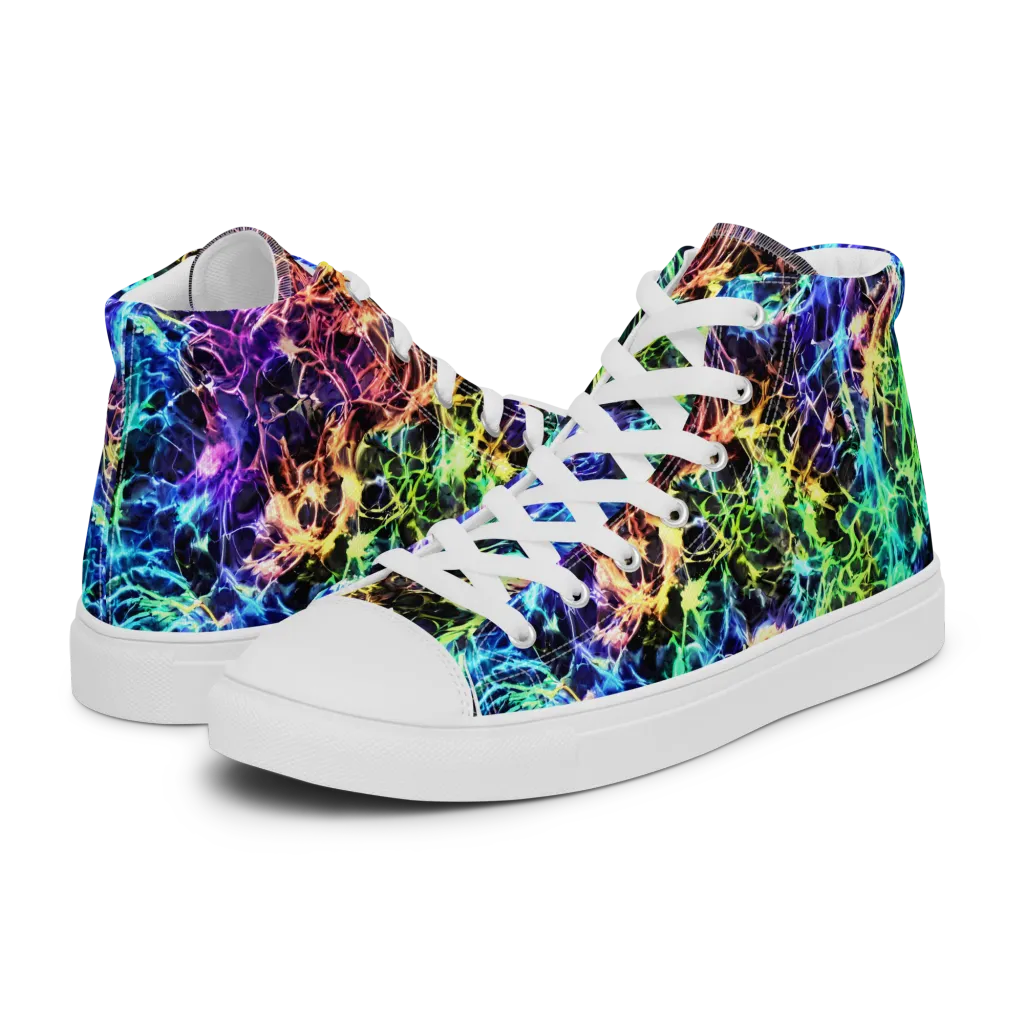Kaleidoscope Storm on Women's High Top Canvas Shoes — Left