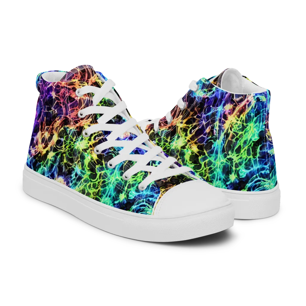 Kaleidoscope Storm on Women's High Top Canvas Shoes — Right