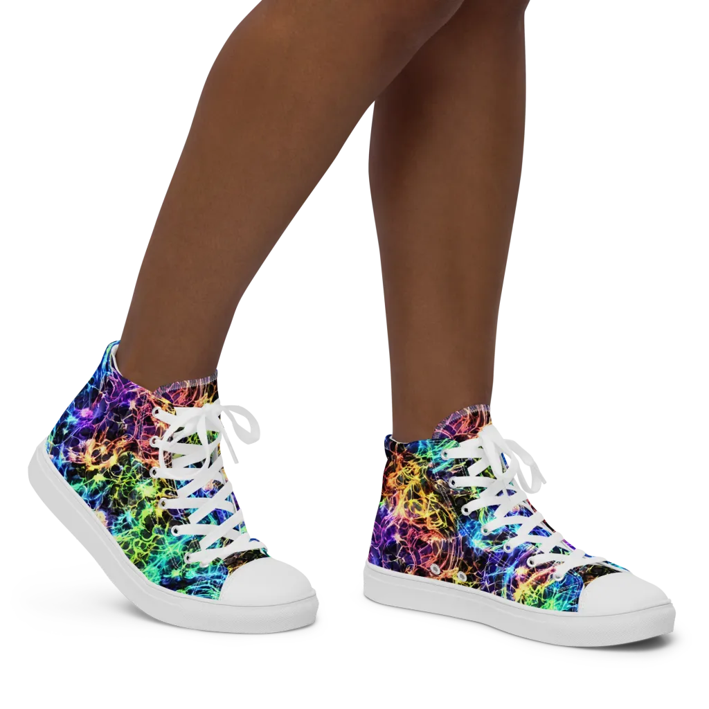 Kaleidoscope Storm on Women's High Top Canvas Shoes — Right