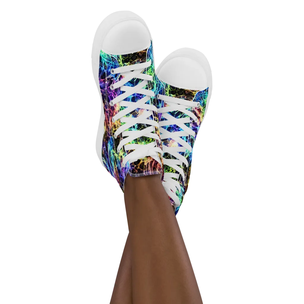 Kaleidoscope Storm on Women's High Top Canvas Shoes — Front