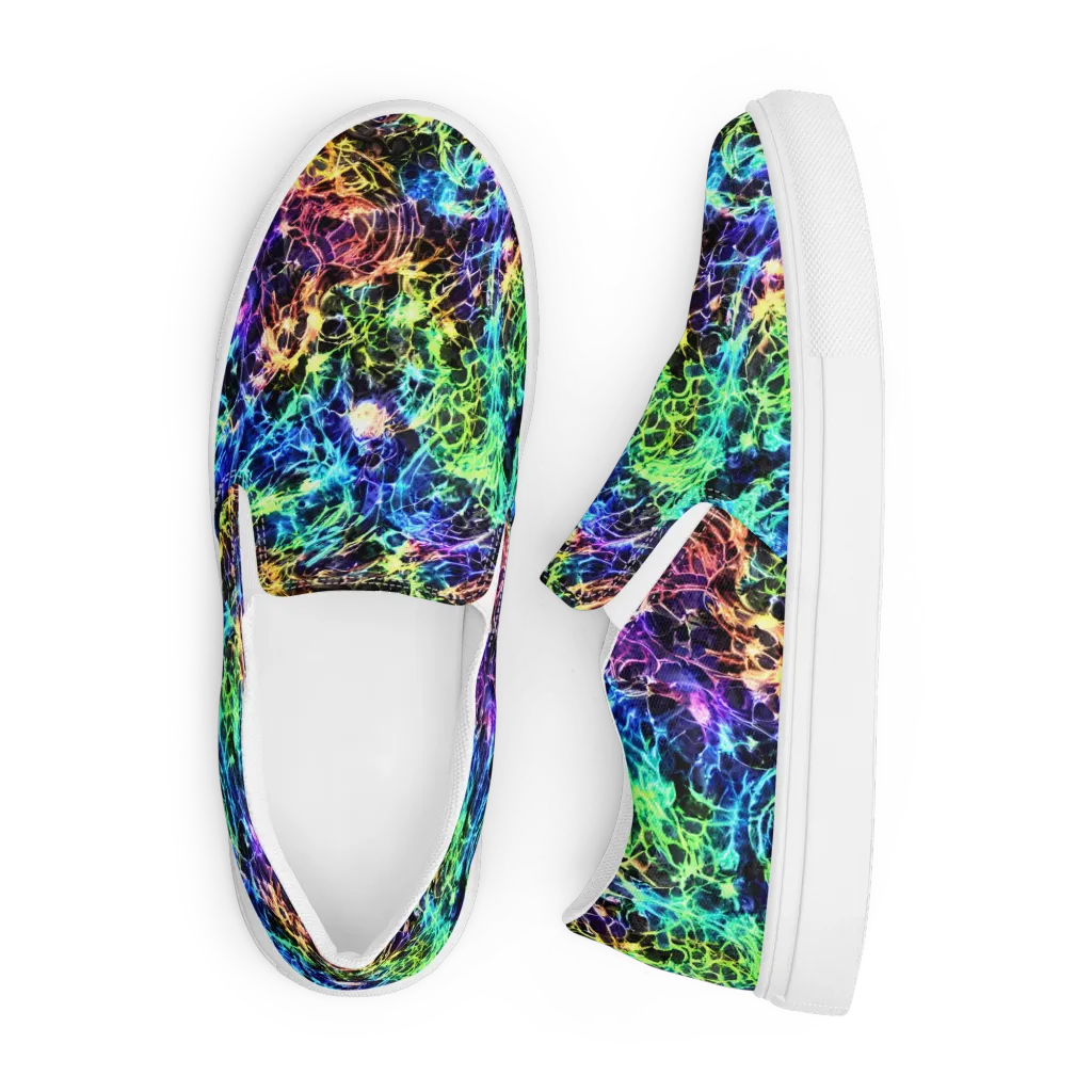 Kaleidoscope Storm on Men's Slip-On Canvas Shoes — Front