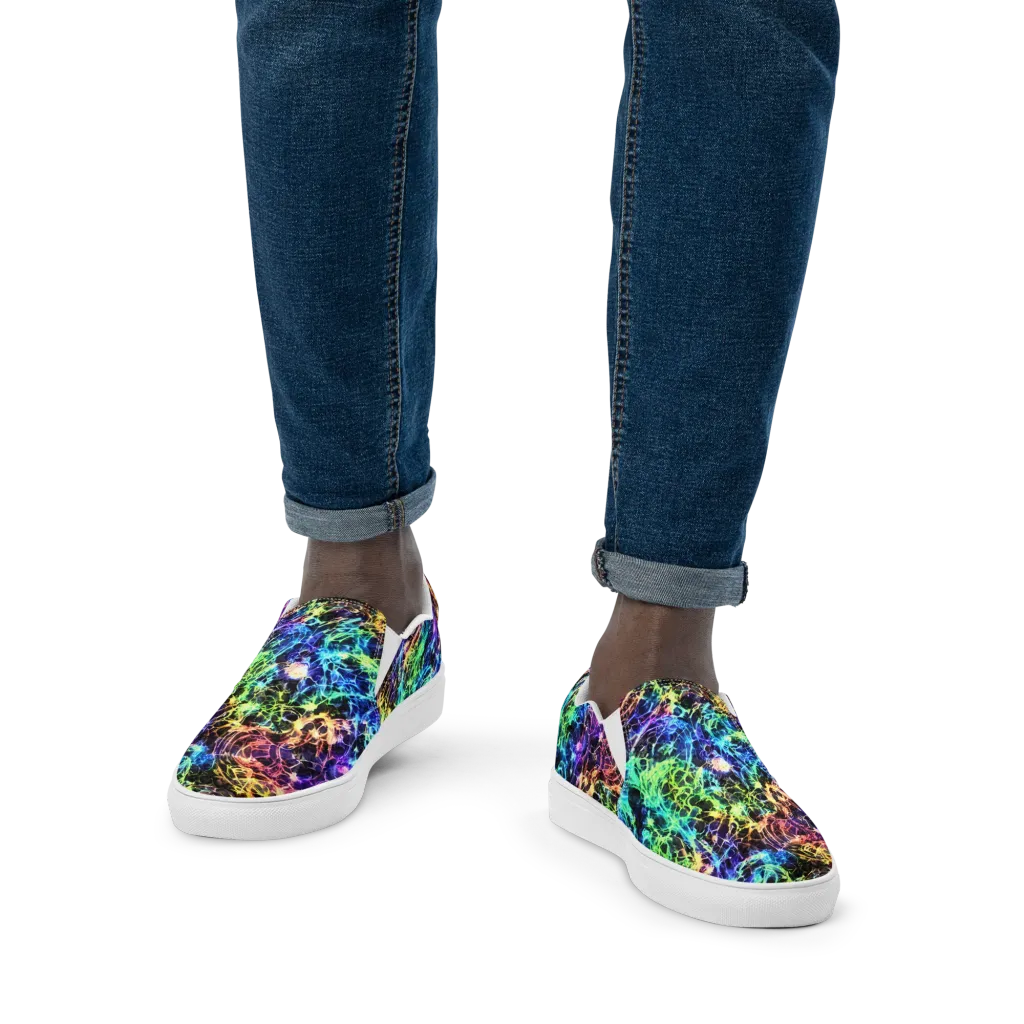 Kaleidoscope Storm on Men's Slip-On Canvas Shoes — Front
