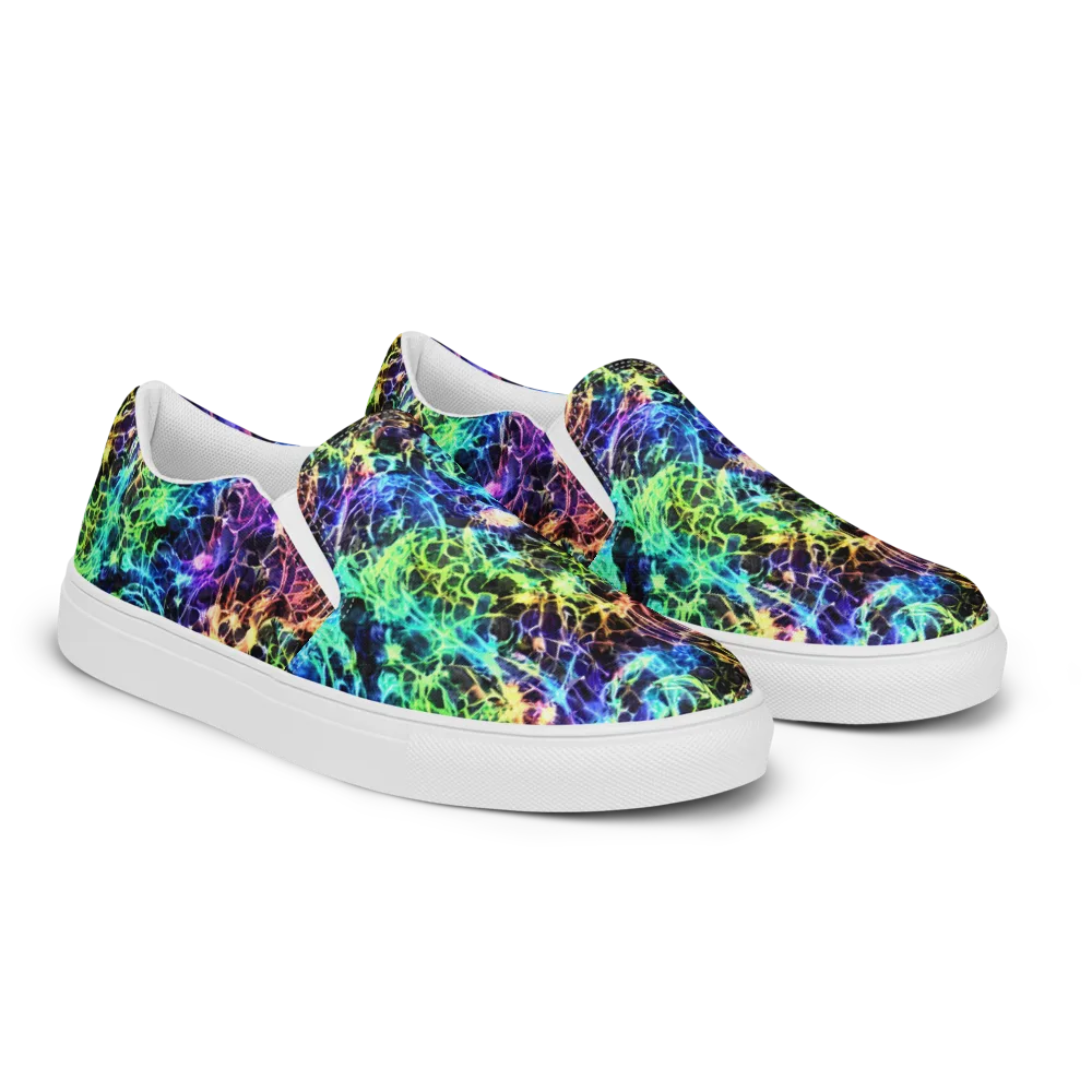 Kaleidoscope Storm on Women's Slip-On Canvas Shoes — Right Front