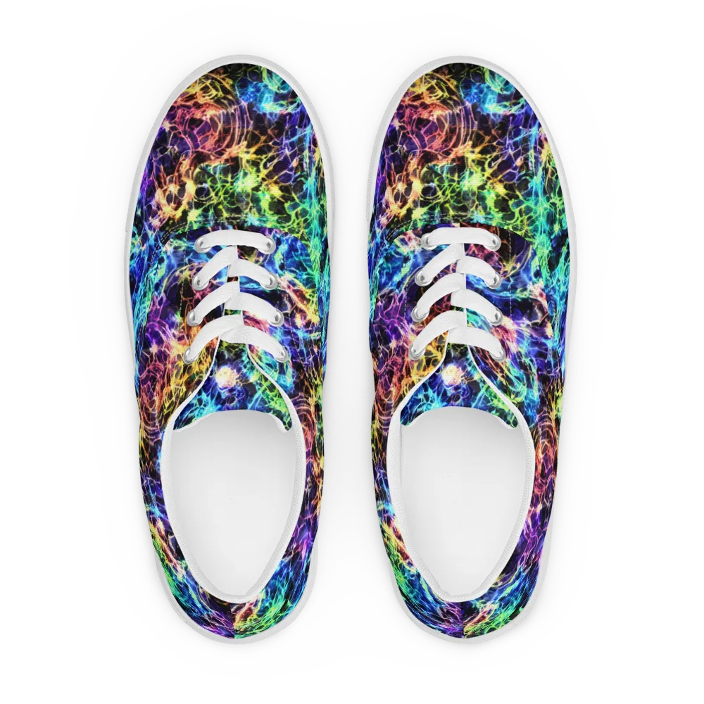 Kaleidoscope Storm on Men's Lace-Up Canvas Shoes — Front