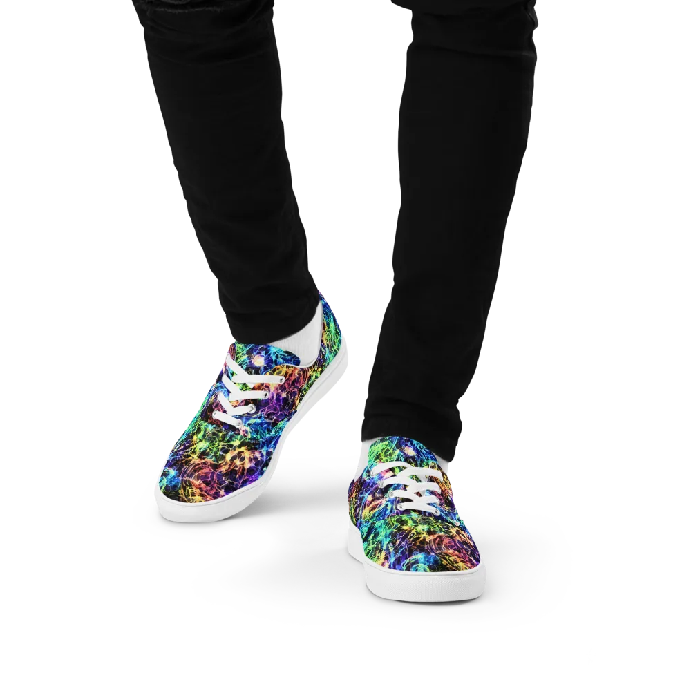 Kaleidoscope Storm on Men's Lace-Up Canvas Shoes — Front
