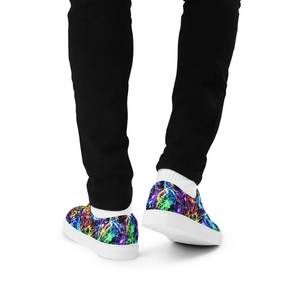 Kaleidoscope Storm on Men's Lace-Up Canvas Shoes — Back