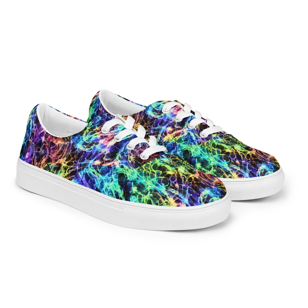 Kaleidoscope Storm on Men's Lace-Up Canvas Shoes — Right Front