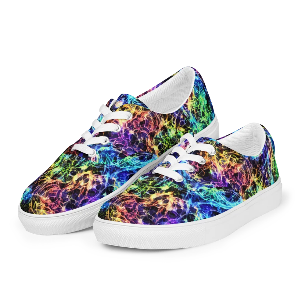 Kaleidoscope Storm on Men's Lace-Up Canvas Shoes — Left Front