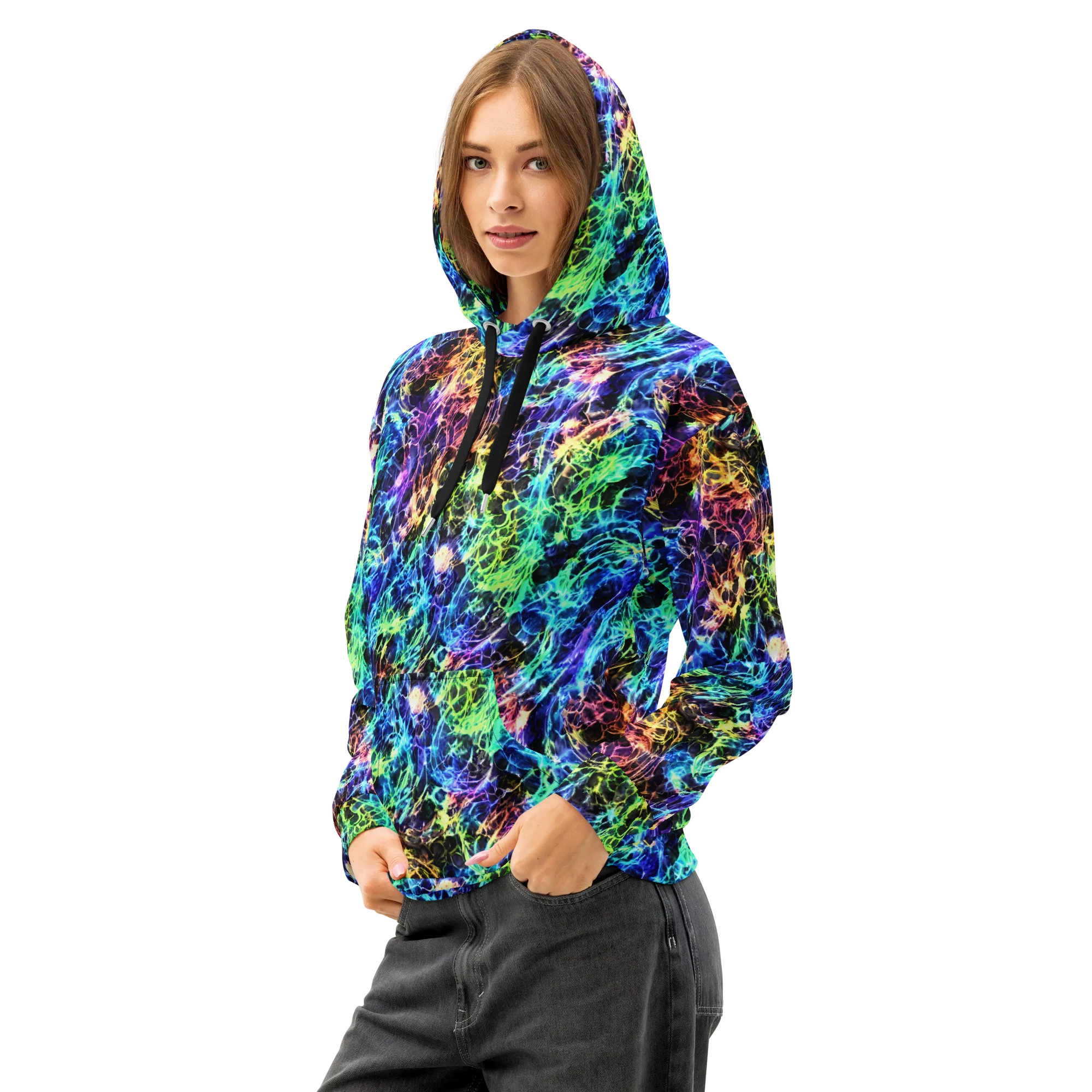 Kaleidoscope Storm on Cotton Hoodie — Left Front
