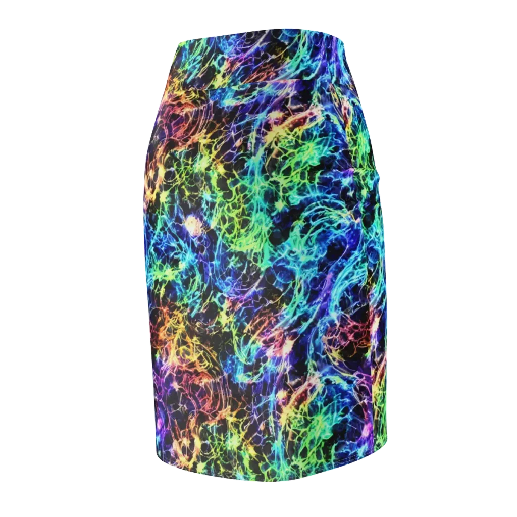 Kaleidoscope Storm on Pencil Skirt — Back Side