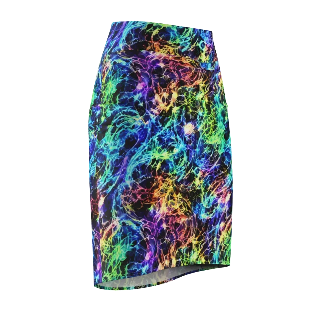 Kaleidoscope Storm on Pencil Skirt — Front Side
