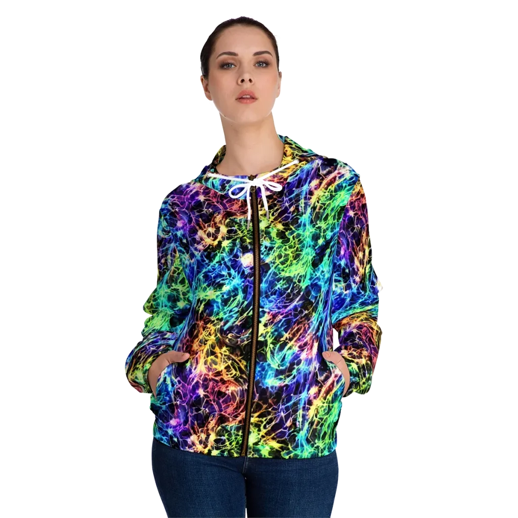 Kaleidoscope Storm on Women's Full-Zip Hoodie — Front On Person