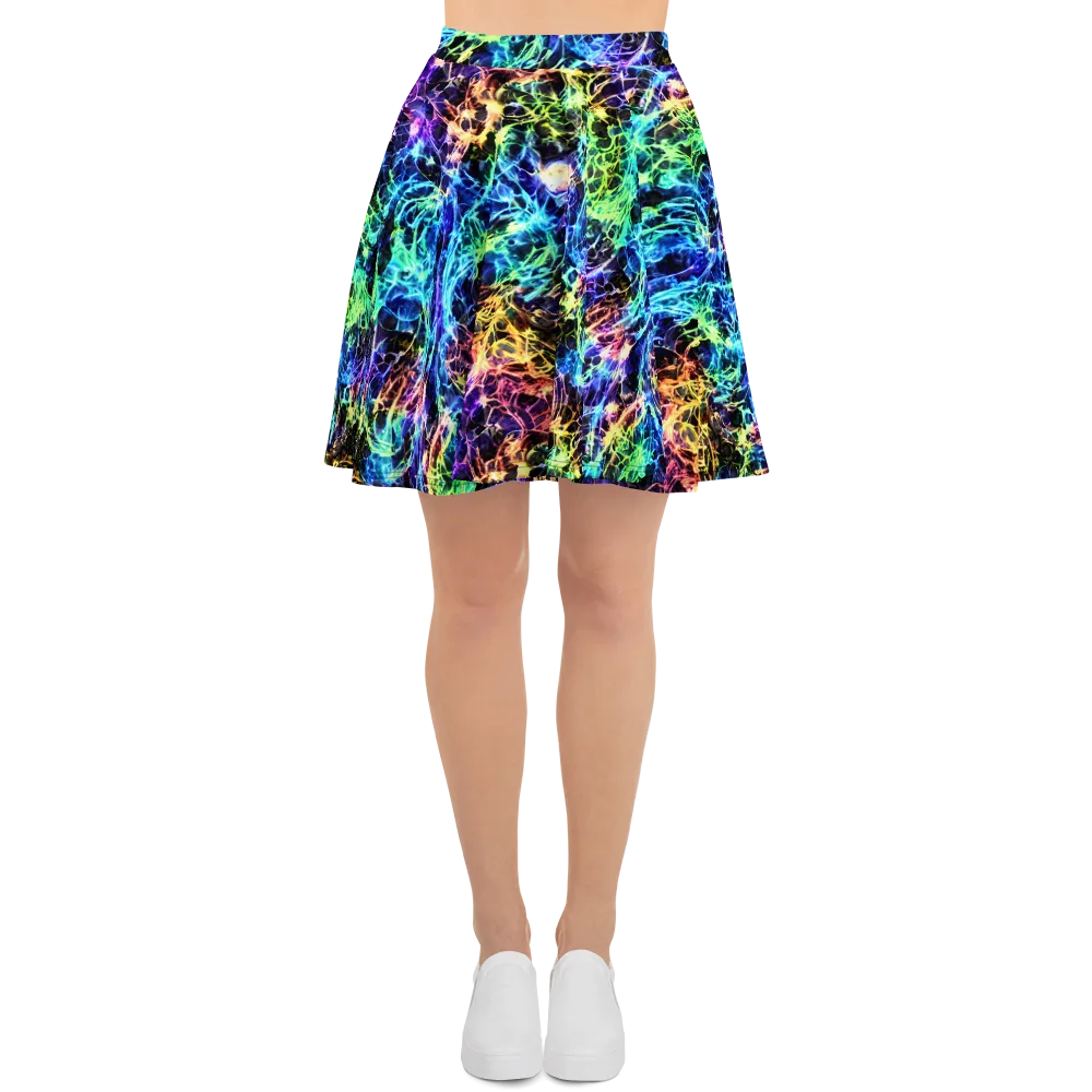 Kaleidoscope Storm on Skater Skirt — Front