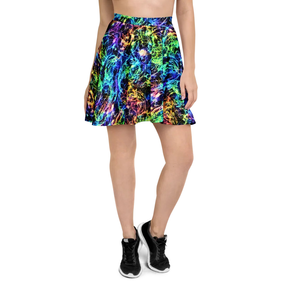 Kaleidoscope Storm on Skater Skirt — Front