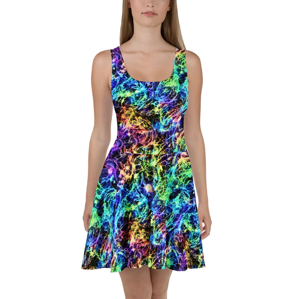 Kaleidoscope Storm on Skater Dress — Front