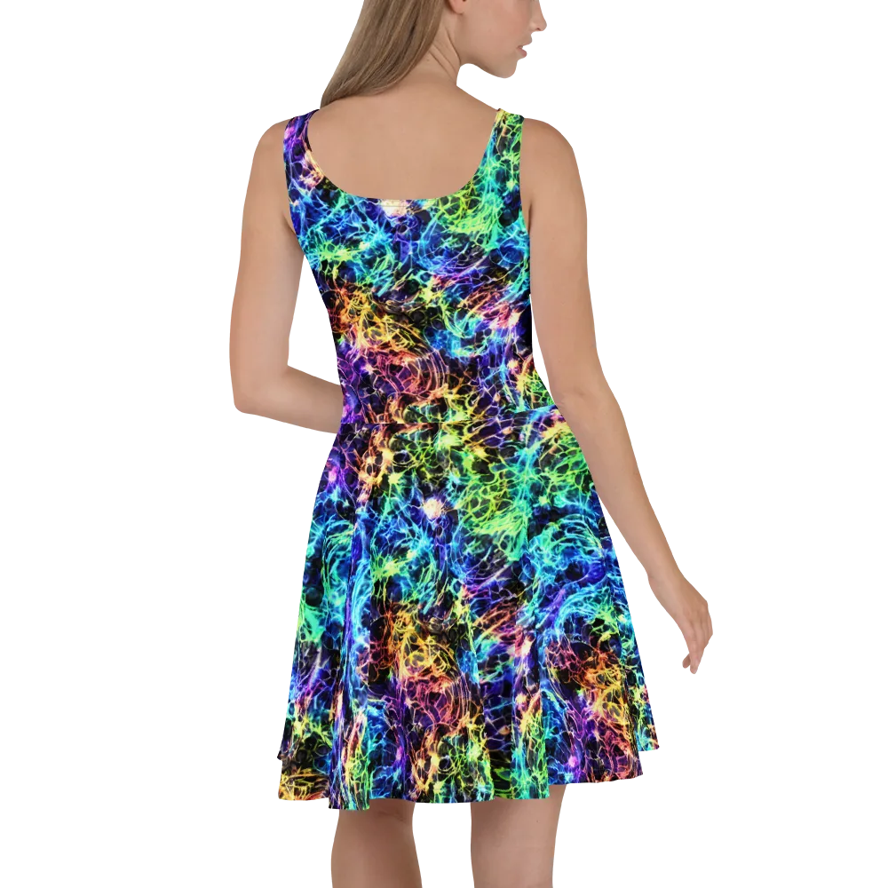 Kaleidoscope Storm on Skater Dress — Back