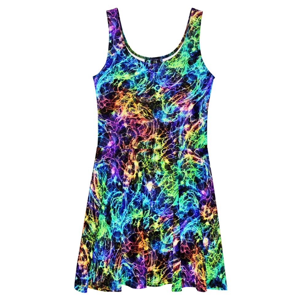 Kaleidoscope Storm on Skater Dress — Front