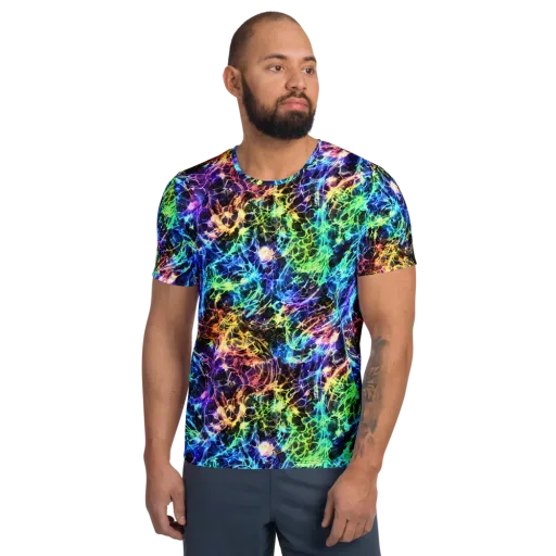 Kaleidoscope Storm on a Men's Athletic T-Shirt