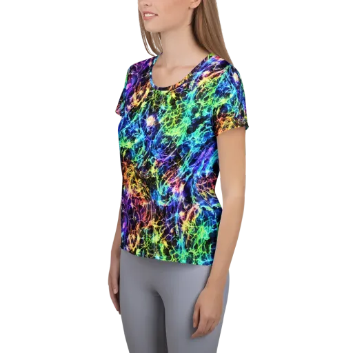 Kaleidoscope Storm on a Women's Athletic T-Shirt