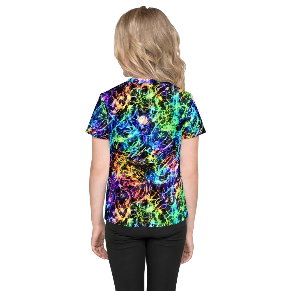 Kaleidoscope Storm on Kids Crew Neck T-Shirt — Back