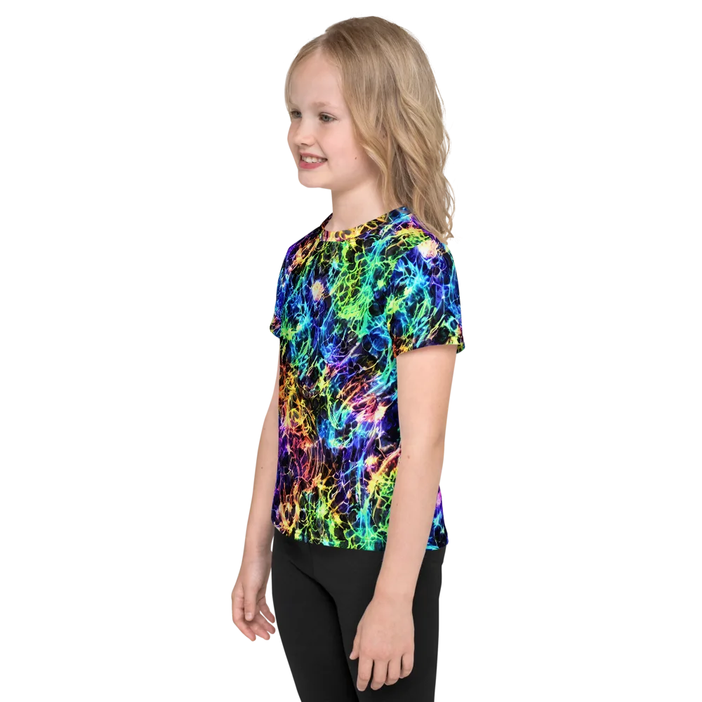Kaleidoscope Storm on Kids Crew Neck T-Shirt — Left