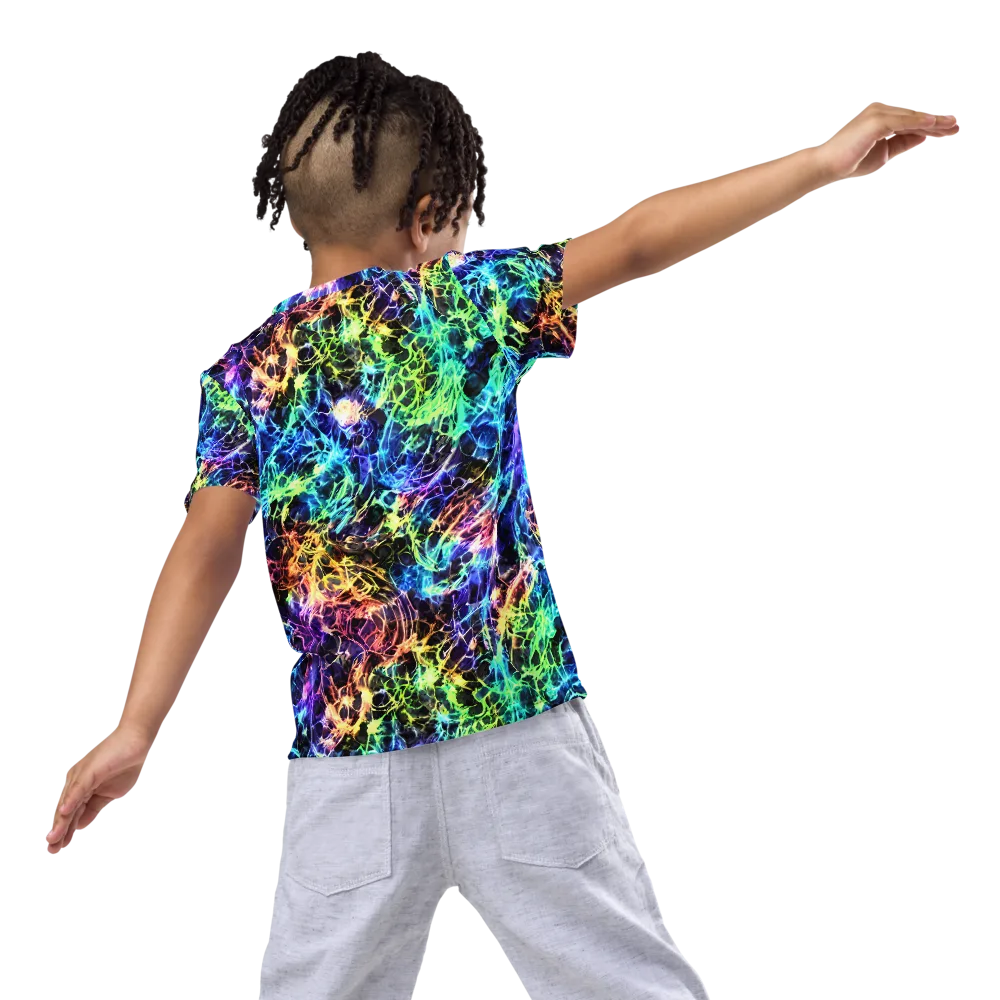Kaleidoscope Storm on Kids Crew Neck T-Shirt — Back
