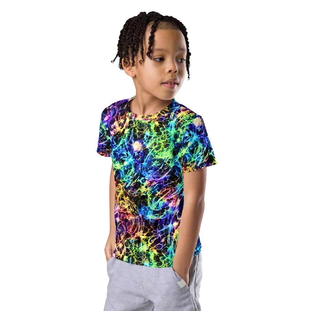 Kaleidoscope Storm on Kids Crew Neck T-Shirt — Left Front