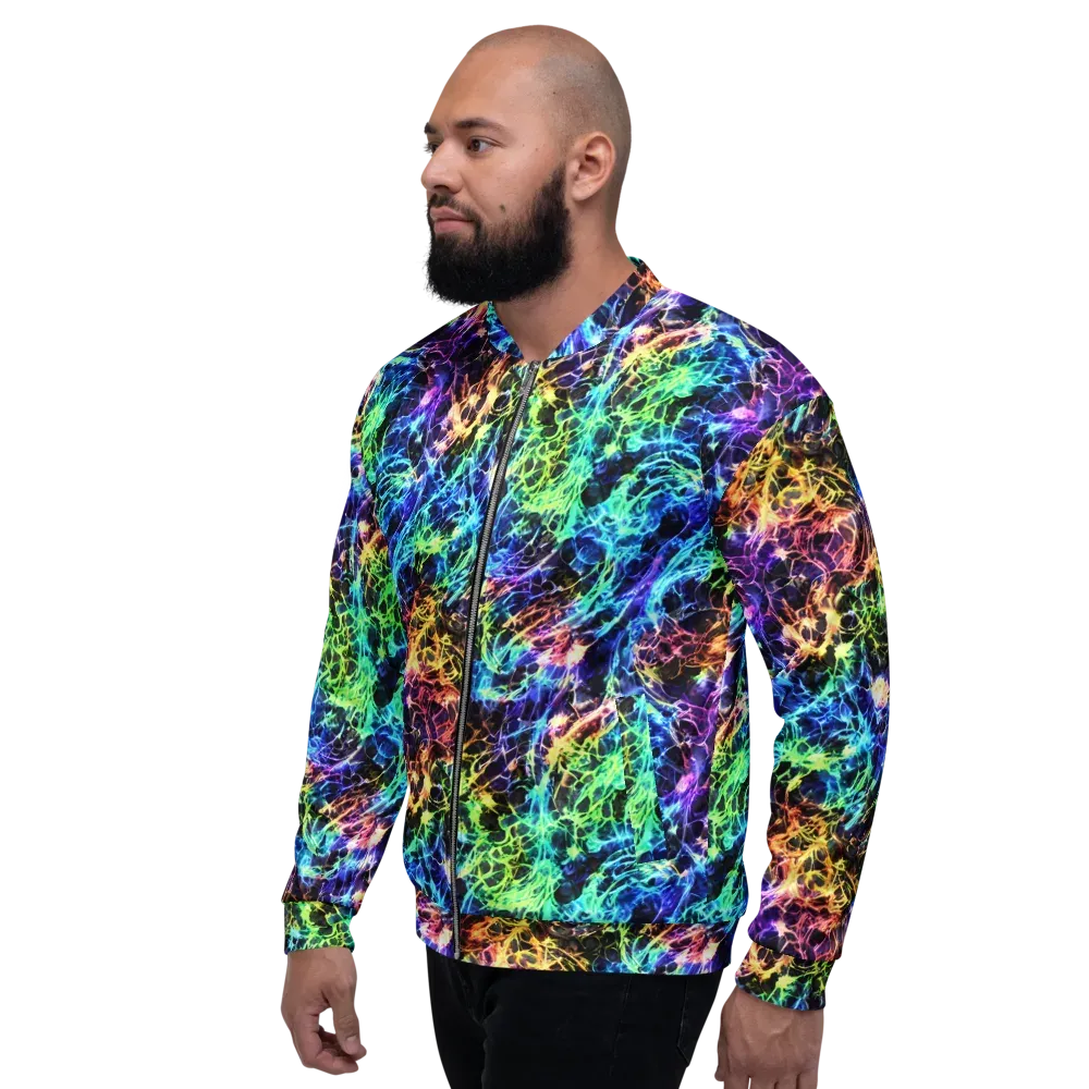 Kaleidoscope Storm on Bomber Jacket — Left