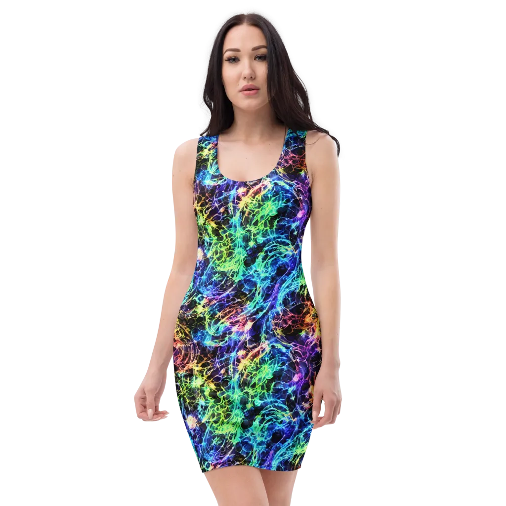 Kaleidoscope Storm on Bodycon Dress — Front