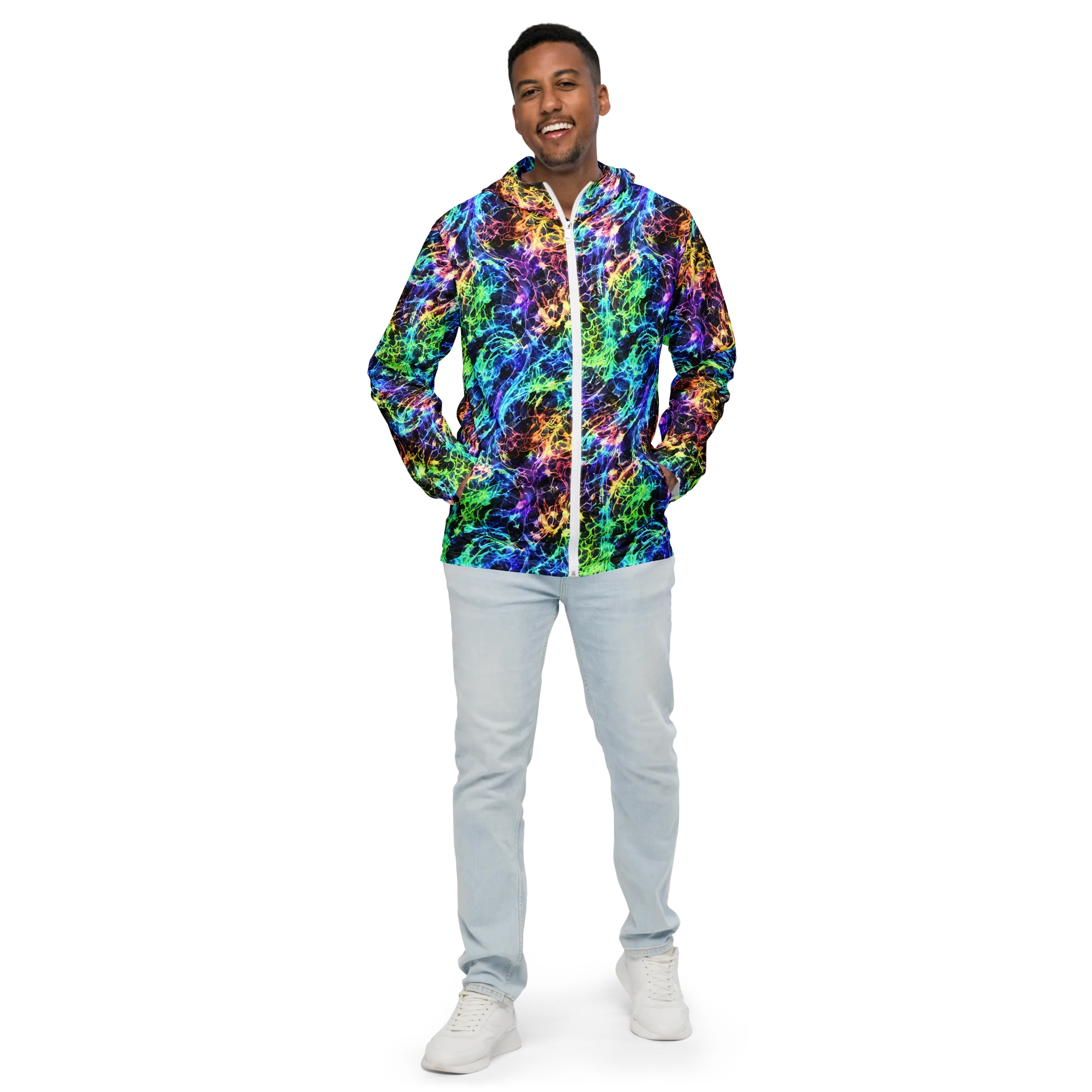 Kaleidoscope Storm on Men's Windbreaker — Front