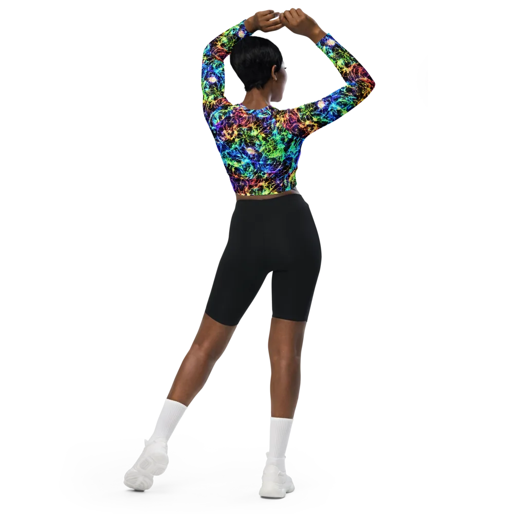 Kaleidoscope Storm on Long Sleeve Crop Top — Back