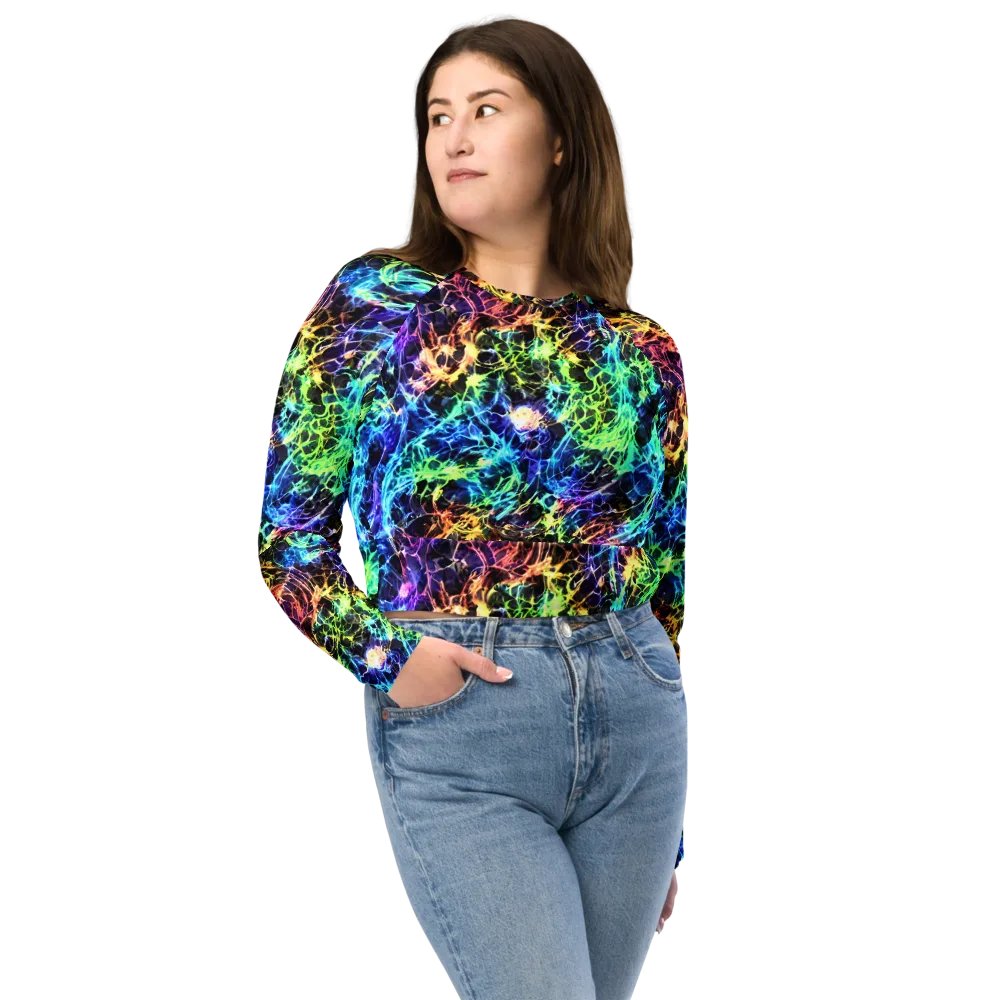 Kaleidoscope Storm on Long Sleeve Crop Top — Front