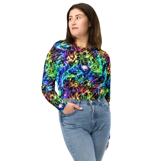 Kaleidoscope Storm on a Long Sleeve Crop Top