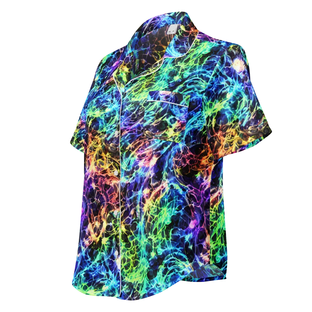 Kaleidoscope Storm on Women's Short Sleeve Pajama Top — Left Front