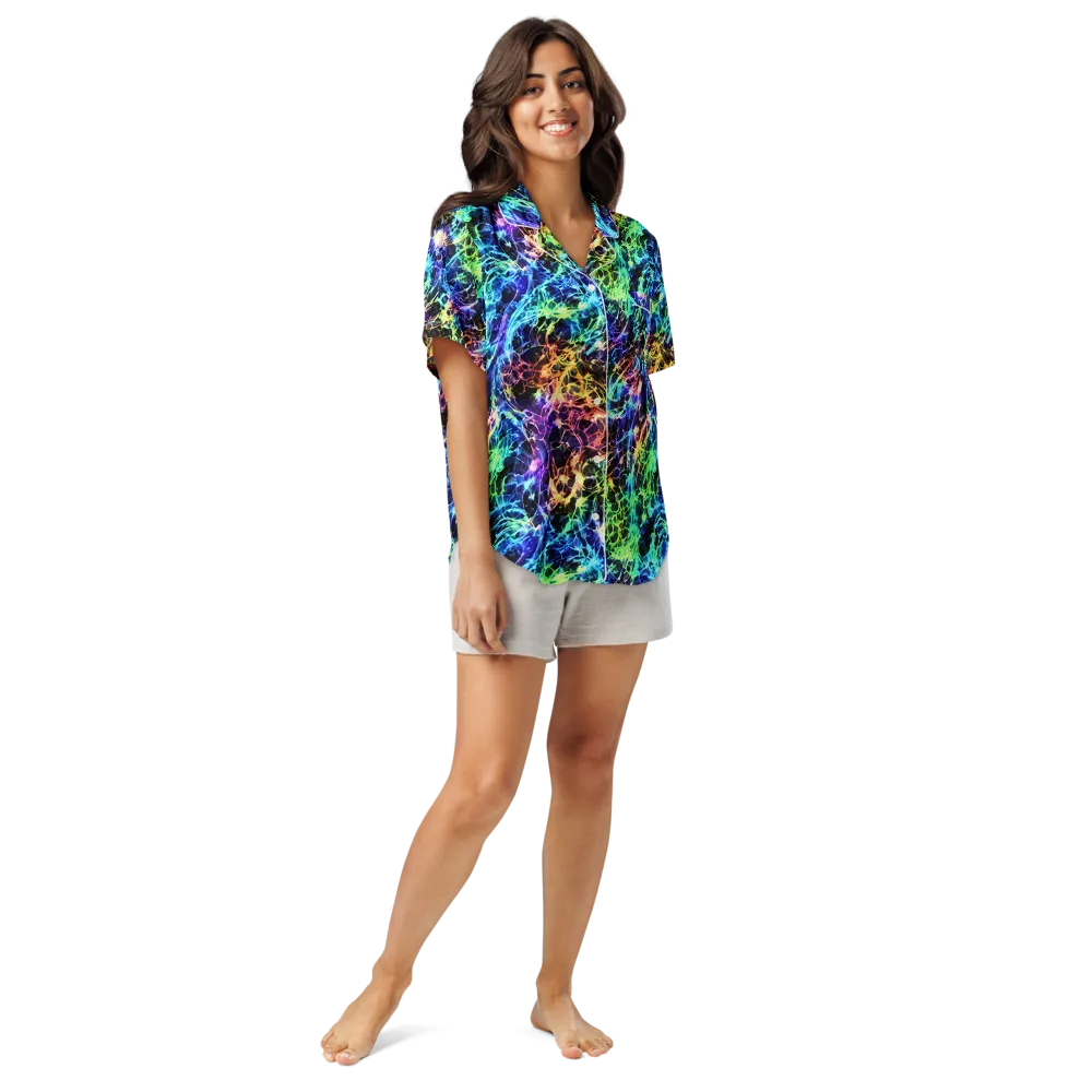 Kaleidoscope Storm on Women's Short Sleeve Pajama Top — Front