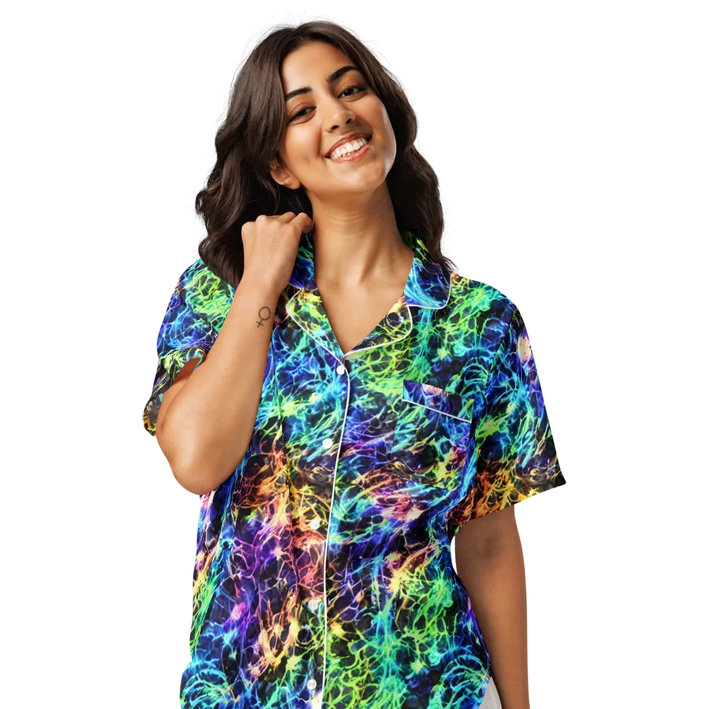 Kaleidoscope Storm on Women's Short Sleeve Pajama Top — Front