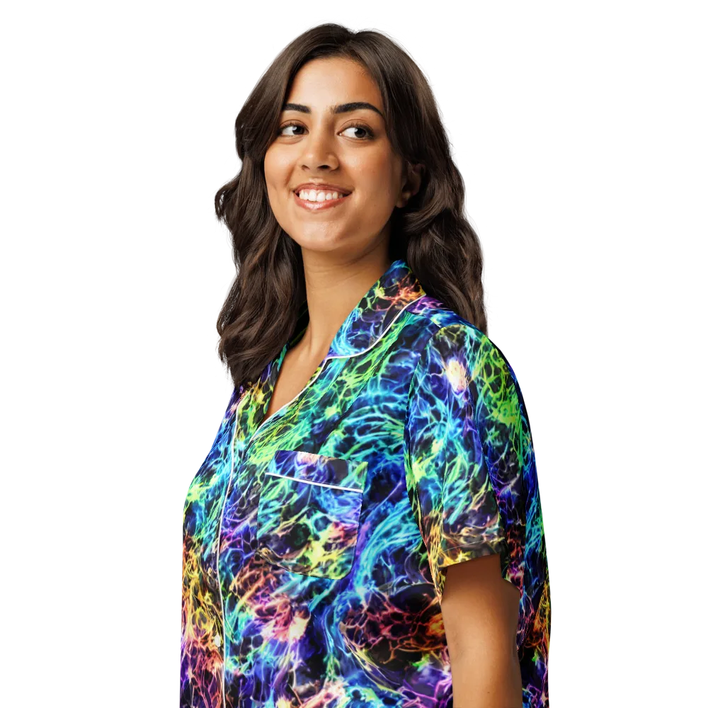 Kaleidoscope Storm on Women's Short Sleeve Pajama Top — Left Front