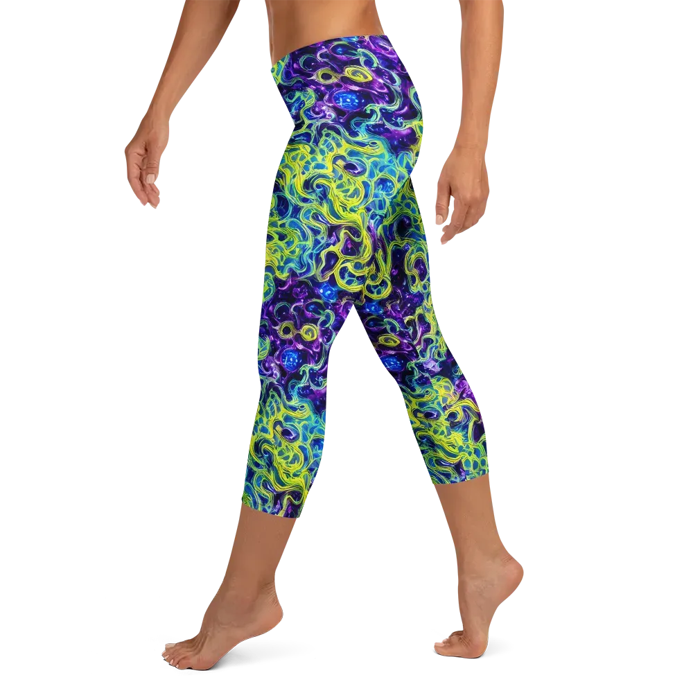 Ultraviolet Maze on Capri Leggings — Left