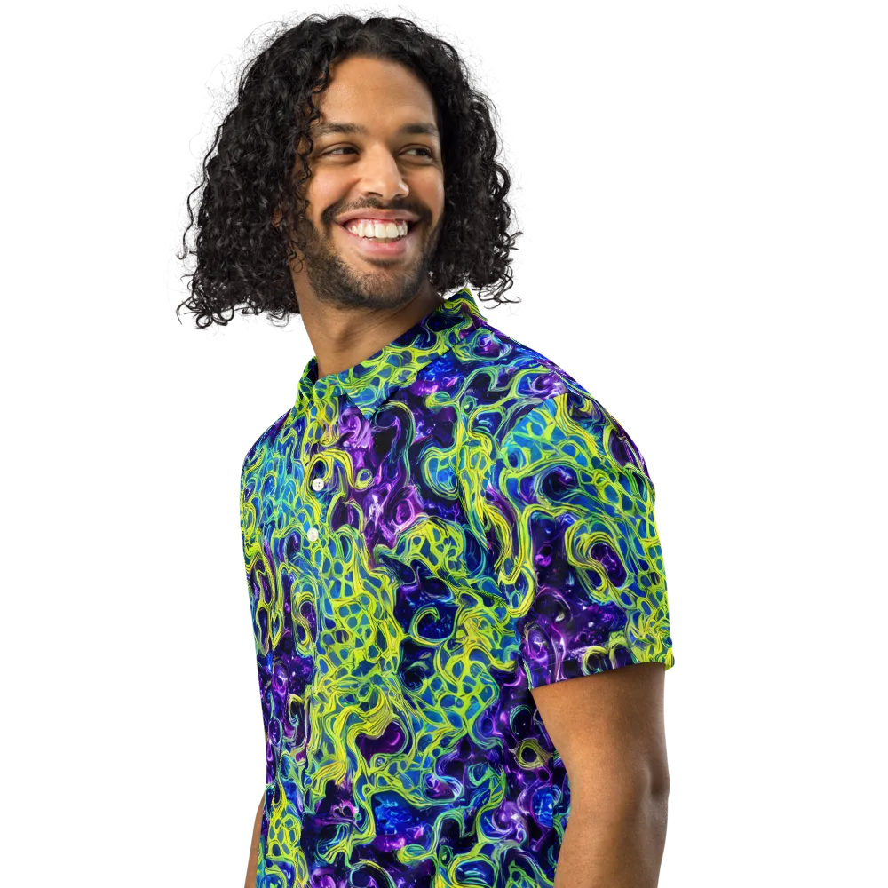 Ultraviolet Maze on Men's Slim Fit Polo Shirt — Left Front