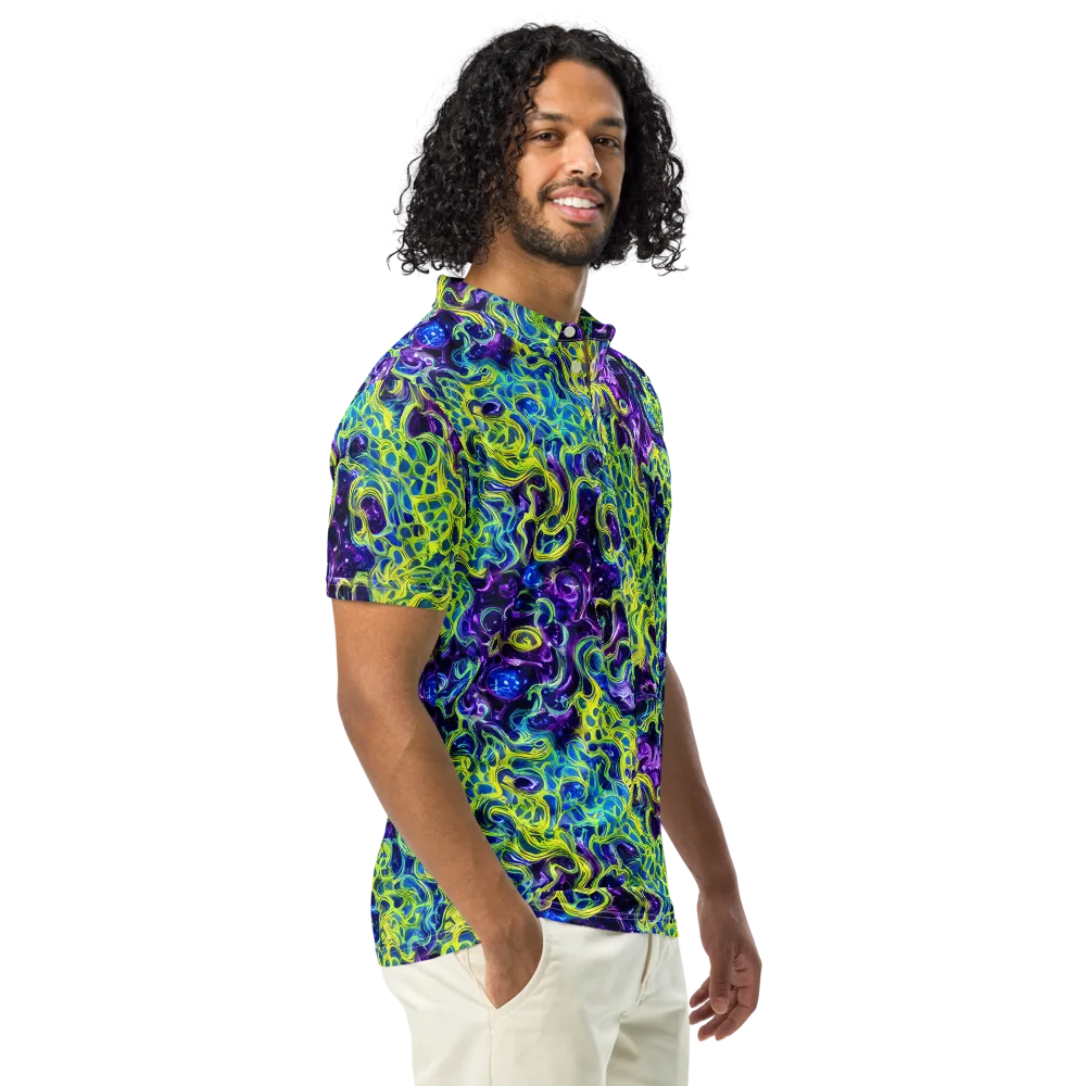 Ultraviolet Maze on Men's Slim Fit Polo Shirt — Right Front