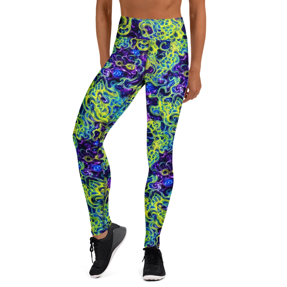 Ultraviolet Maze on Yoga Leggings — Front