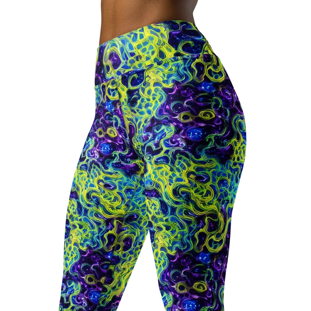 Ultraviolet Maze on Yoga Leggings — Left Front