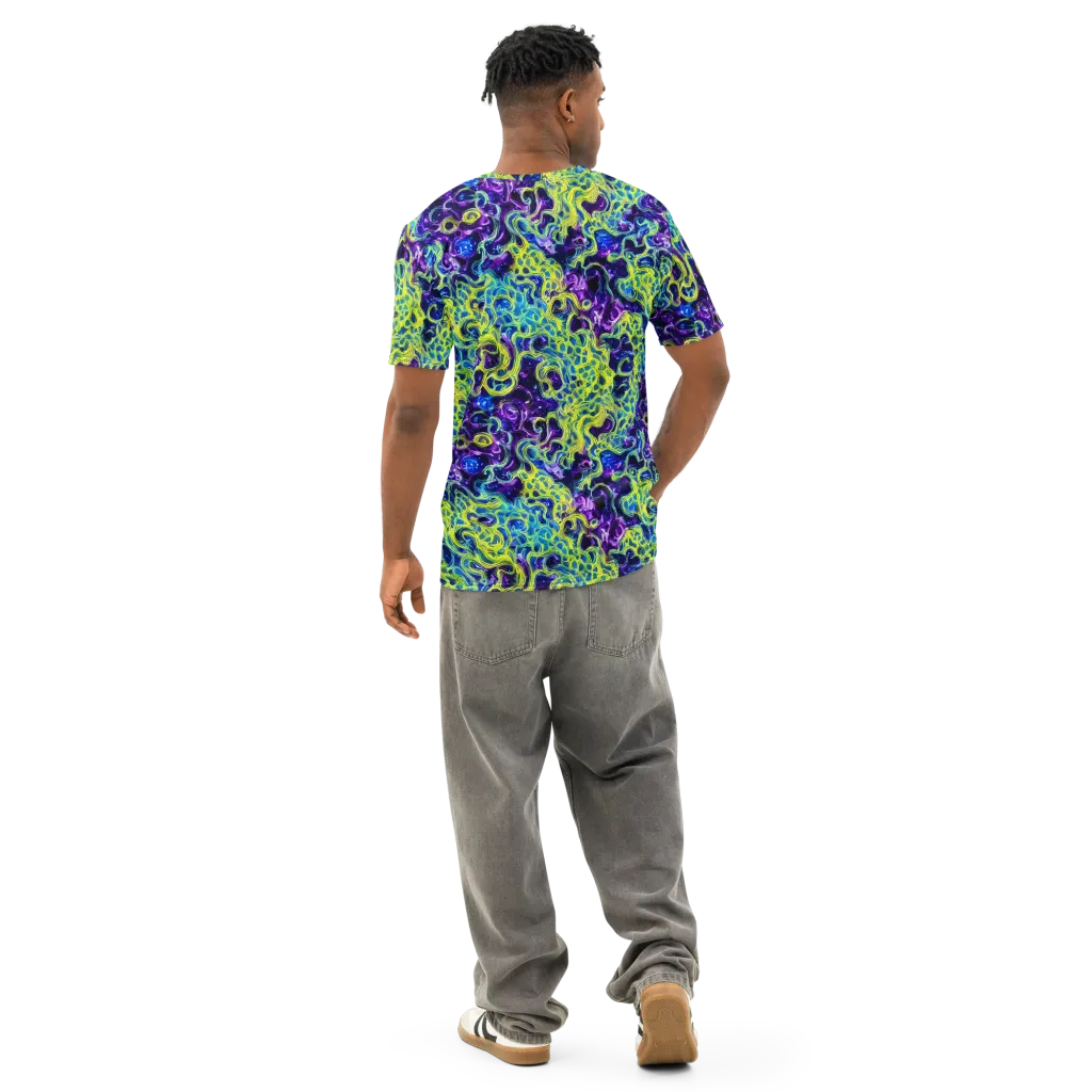 Ultraviolet Maze on Men's Cotton Crew Neck T-Shirt — Back