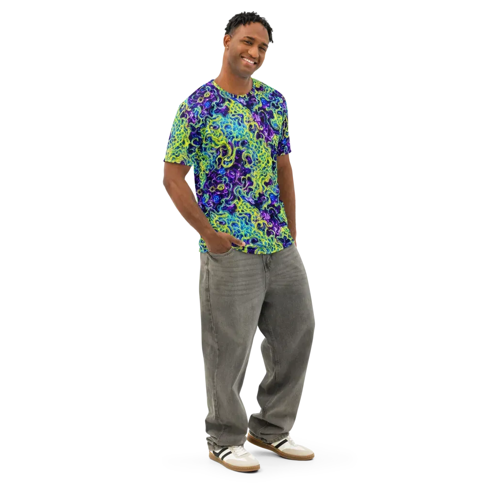 Ultraviolet Maze on Men's Cotton Crew Neck T-Shirt — Right Front