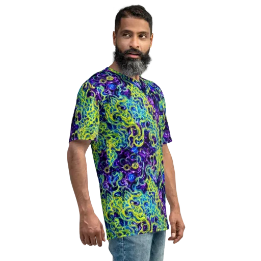 Ultraviolet Maze on a Men's Crew Neck T-Shirt