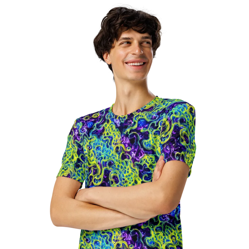 Ultraviolet Maze on Men's Crew Neck T-Shirt — Left Front