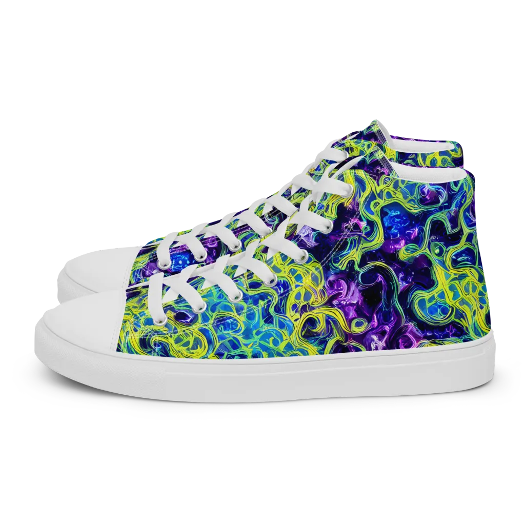 Ultraviolet Maze on Men's High Top Canvas Shoes — Left